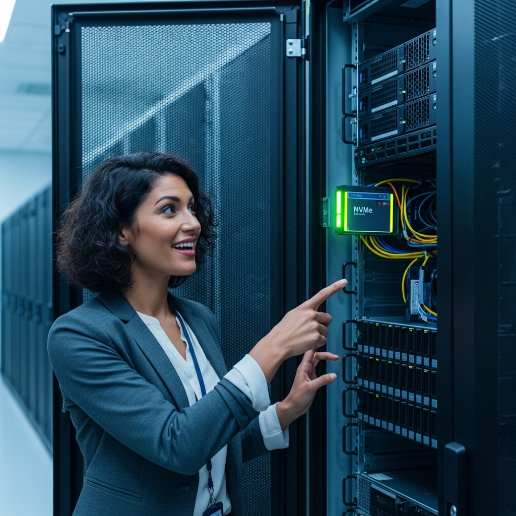 A close-up of an NVMe SSD, highlighting the speed and performance of modern VPS hosting.